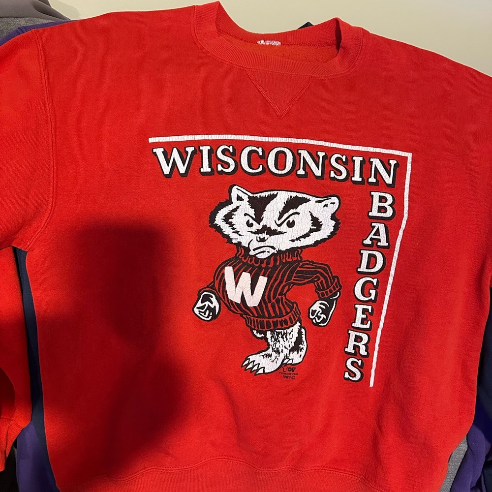 Russell Athletic Red Wisconsin Badgers Crewneck Sweater